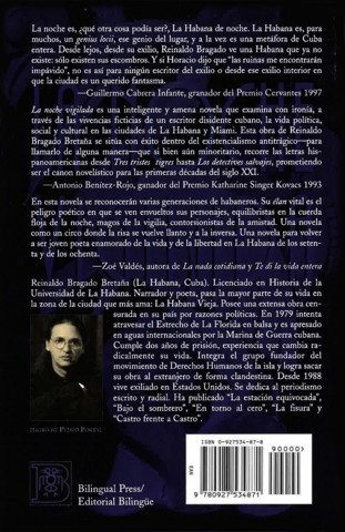 Rear cover art for the book "La Noche Vigilada."